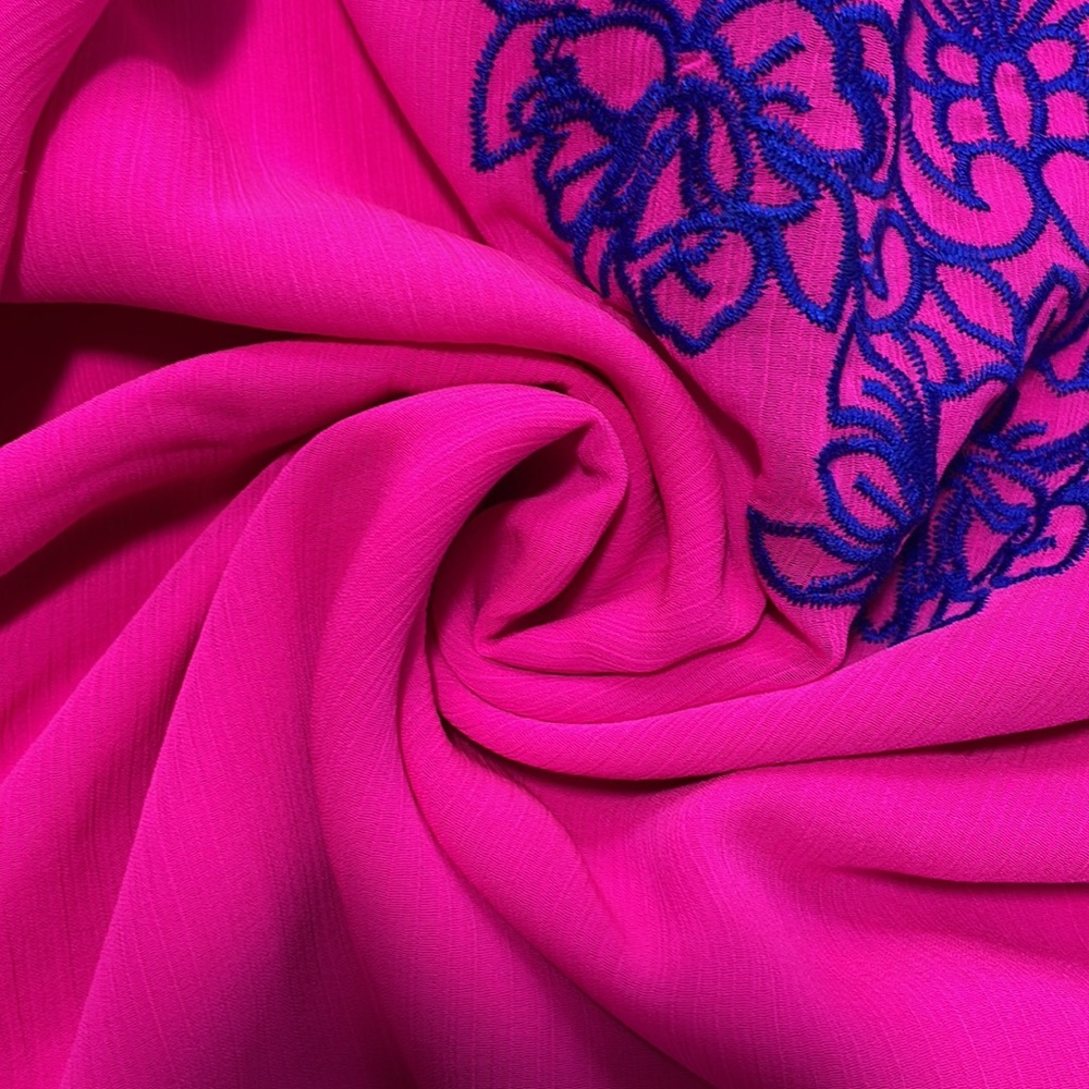 TORRID PLUS SIZE 0X fluorescent pink embroidered purple ribbon strap top - Picture 8 of 8